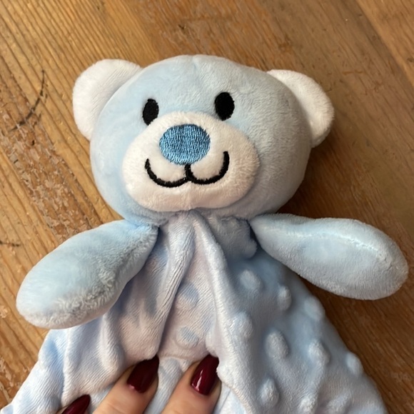 Little Beginnings Lovey Security Blanket Blue Bear Nubby Textured Fleece - Picture 2 of 5